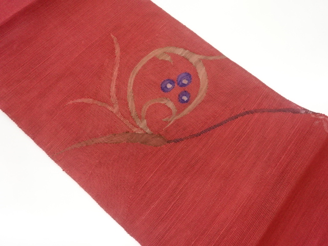 紗紬唐草に実模様織出し名古屋帯